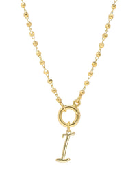 Script Initial Carabiner Short Necklace in gold.