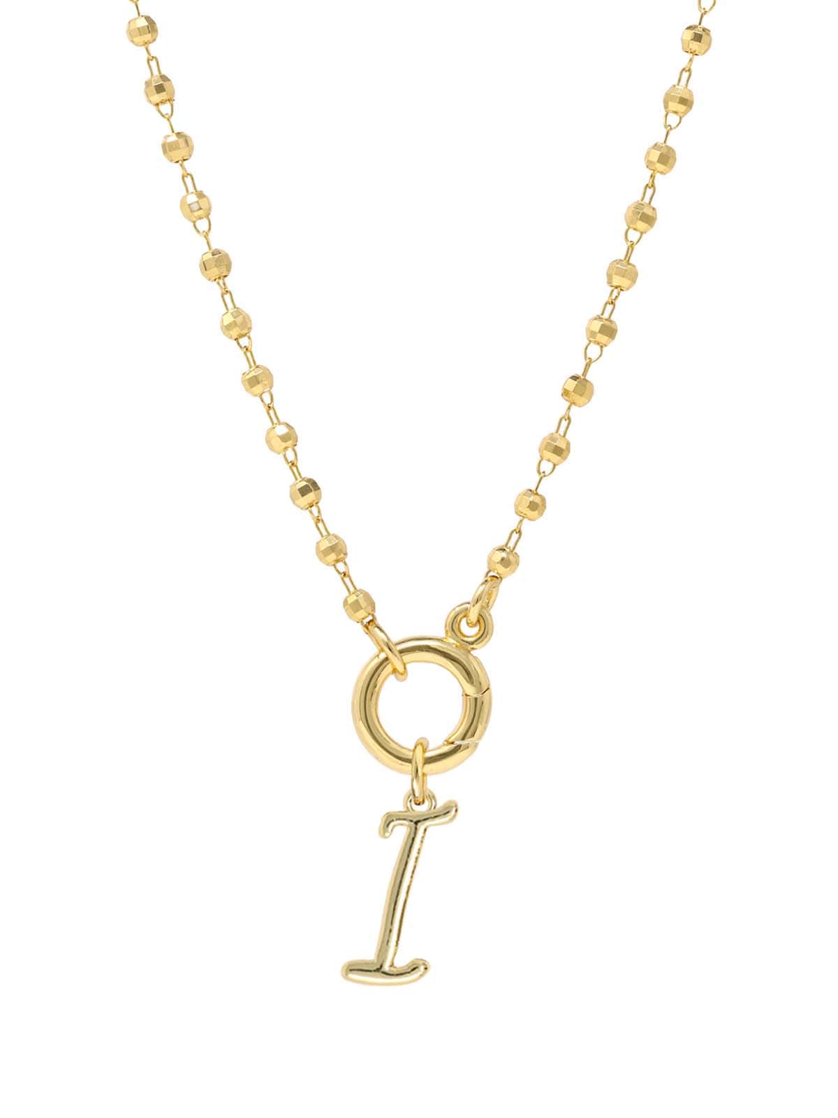 Script Initial Carabiner Short Necklace in gold.