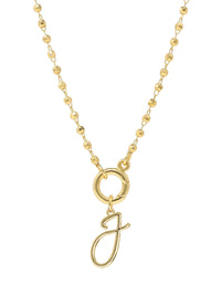 Script Initial Carabiner Short Necklace in gold.