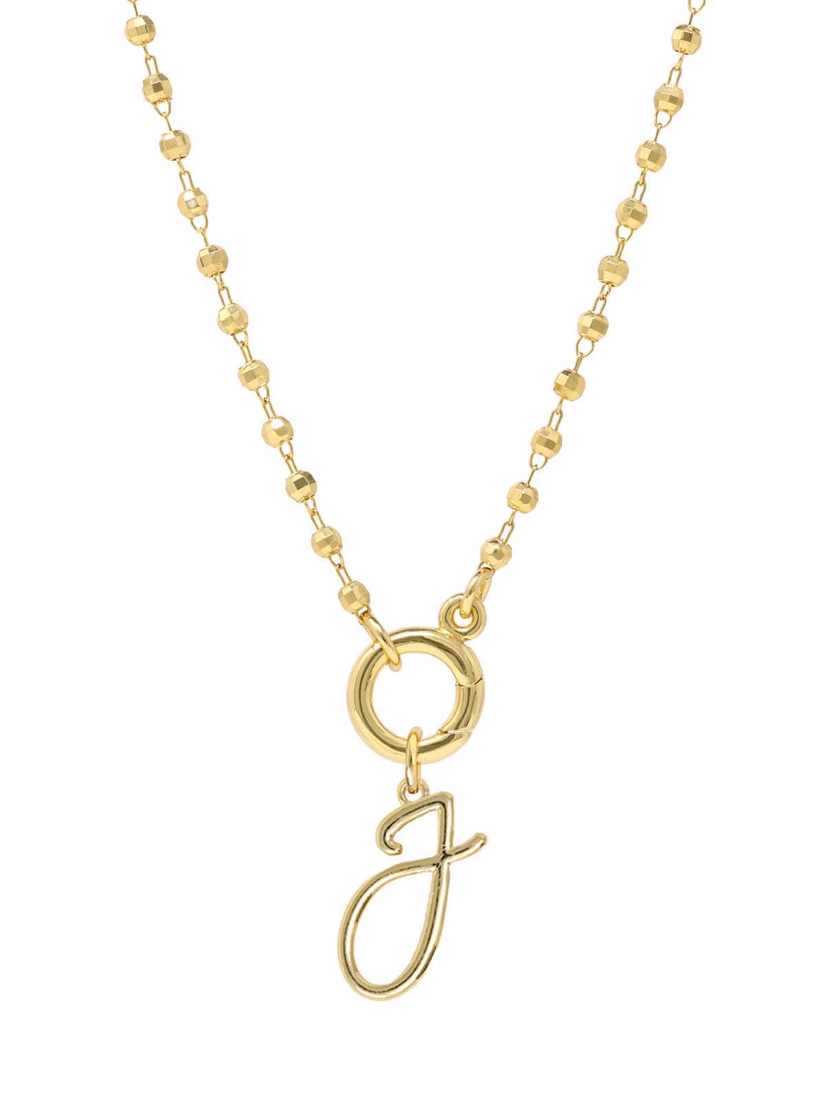 Script Initial Carabiner Short Necklace in gold.
