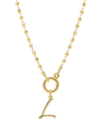 Script Initial Carabiner Short Necklace in gold.