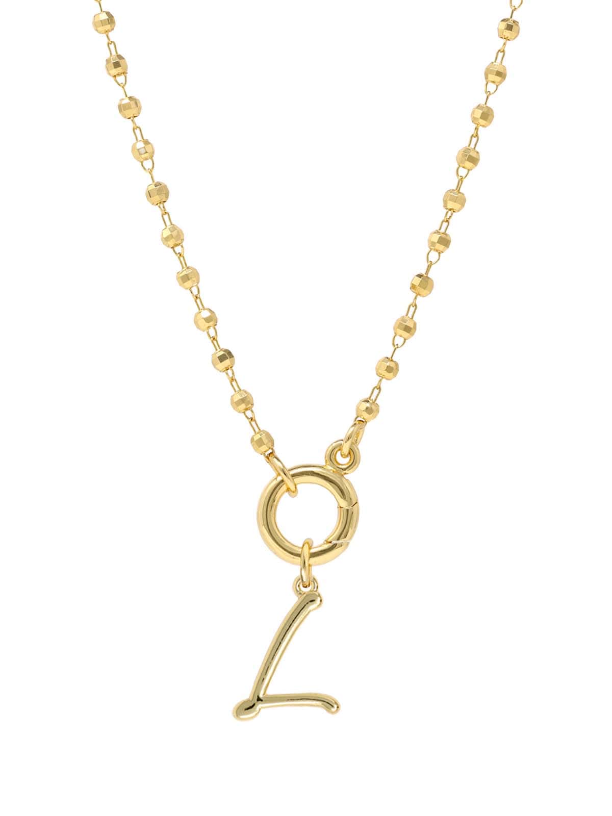 Script Initial Carabiner Short Necklace in gold.