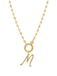 Script Initial Carabiner Short Necklace in gold.
