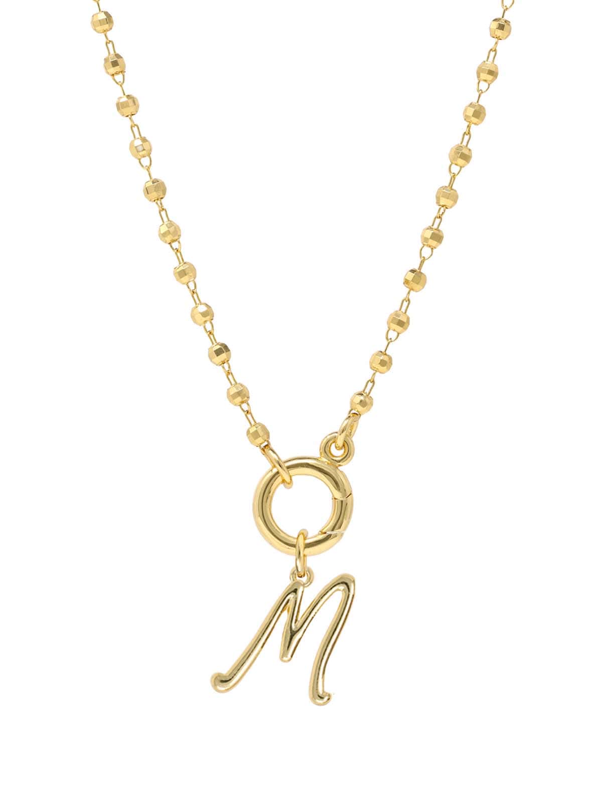 Script Initial Carabiner Short Necklace in gold.