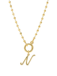 Script Initial Carabiner Short Necklace in gold.