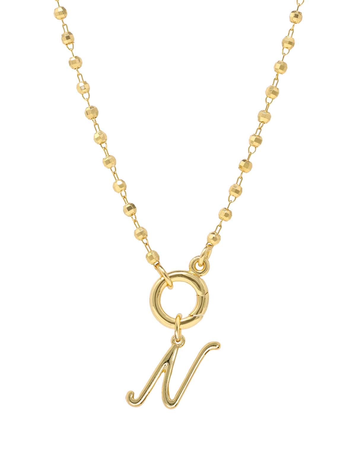 Script Initial Carabiner Short Necklace in gold.