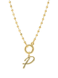 Script Initial Carabiner Short Necklace in gold.