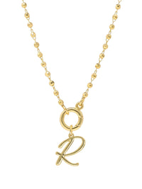 Script Initial Carabiner Short Necklace in gold.