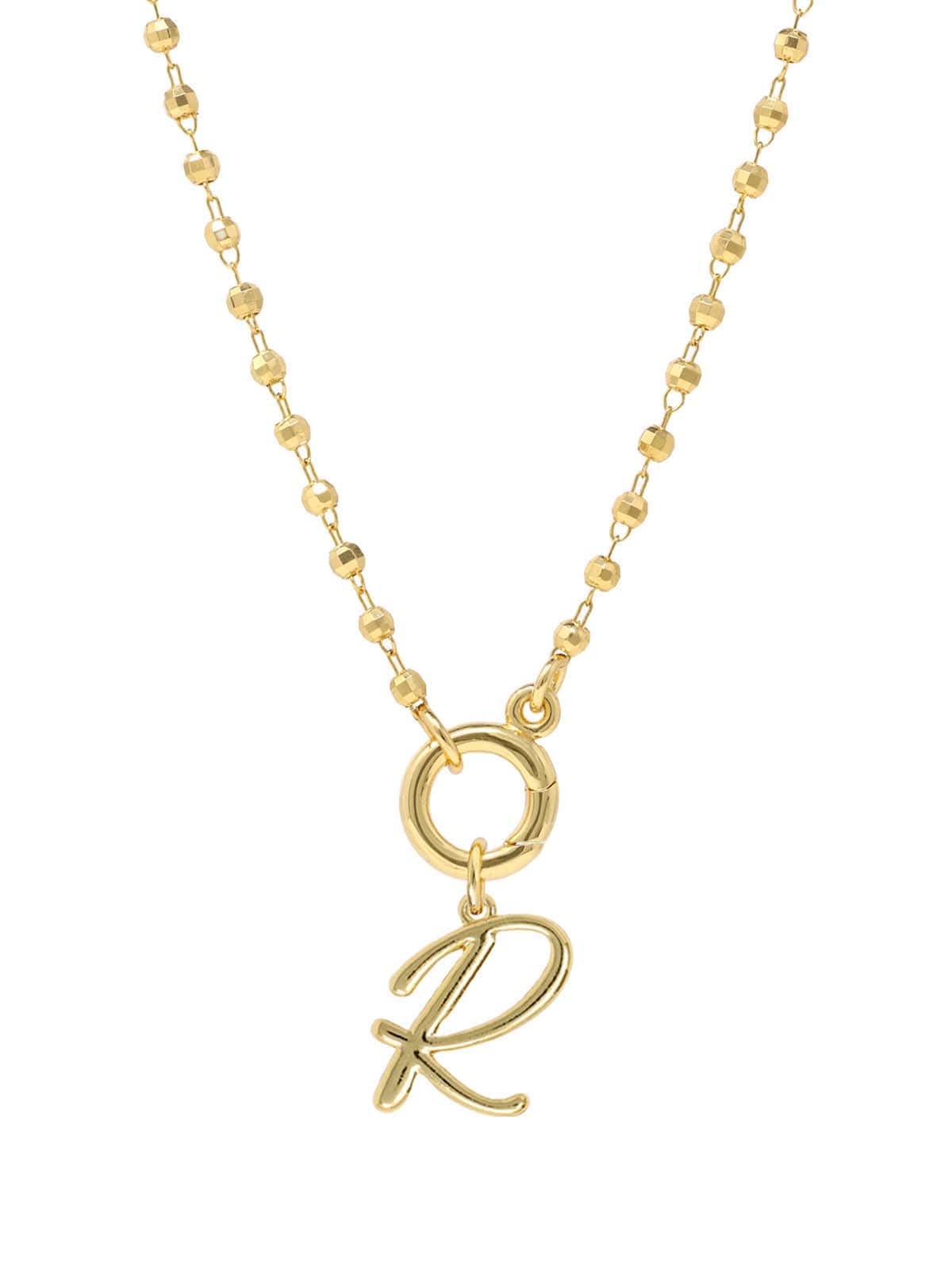 Script Initial Carabiner Short Necklace in gold.