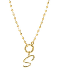 Script Initial Carabiner Short Necklace in gold.