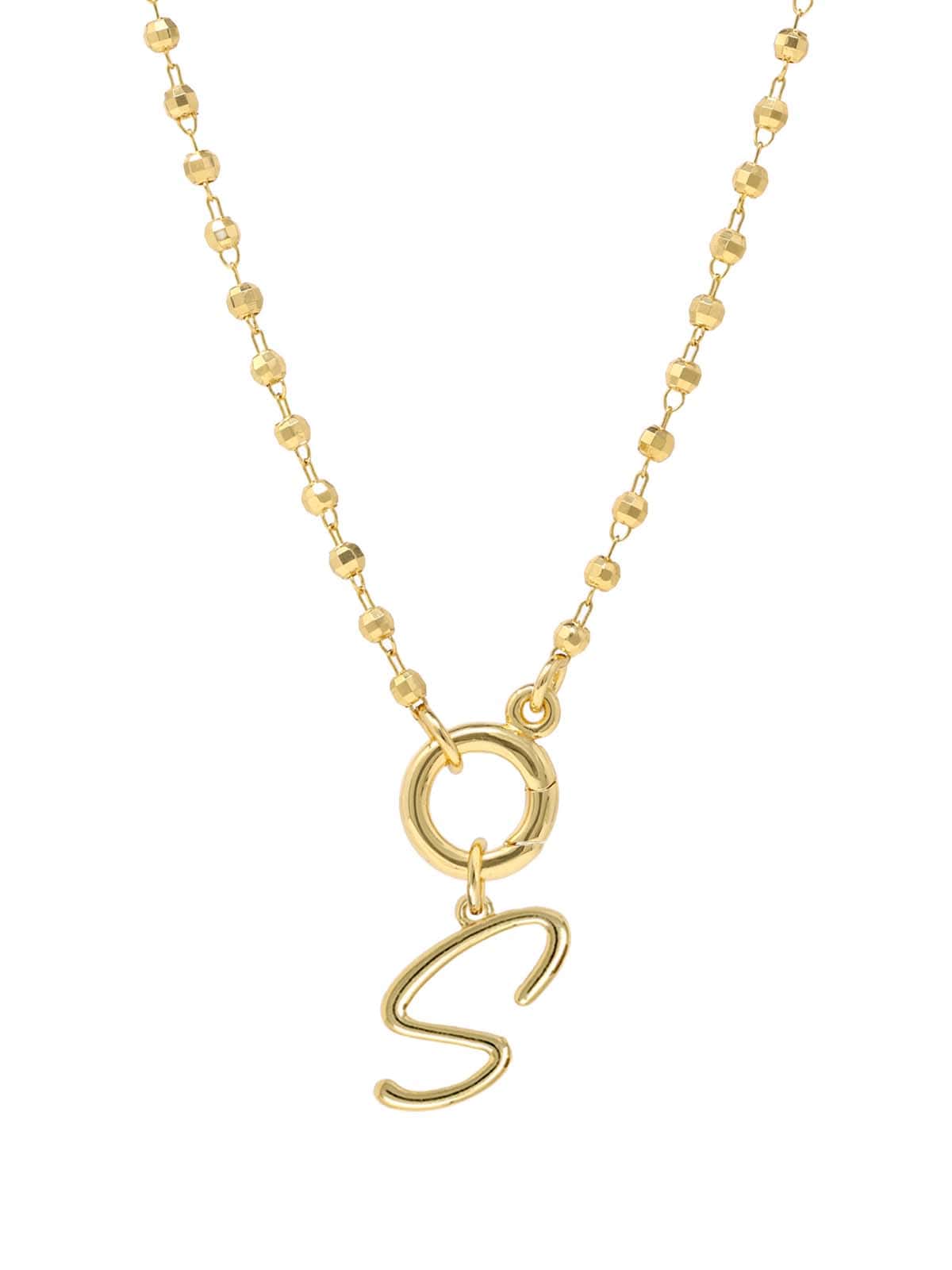 Script Initial Carabiner Short Necklace in gold.