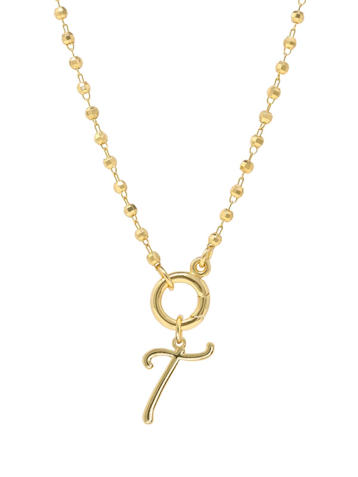Script Initial Carabiner Short Necklace in gold.