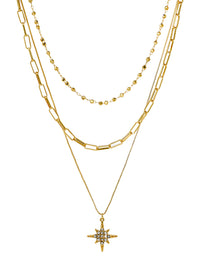 Triple Layered Sunburst Charm Necklace