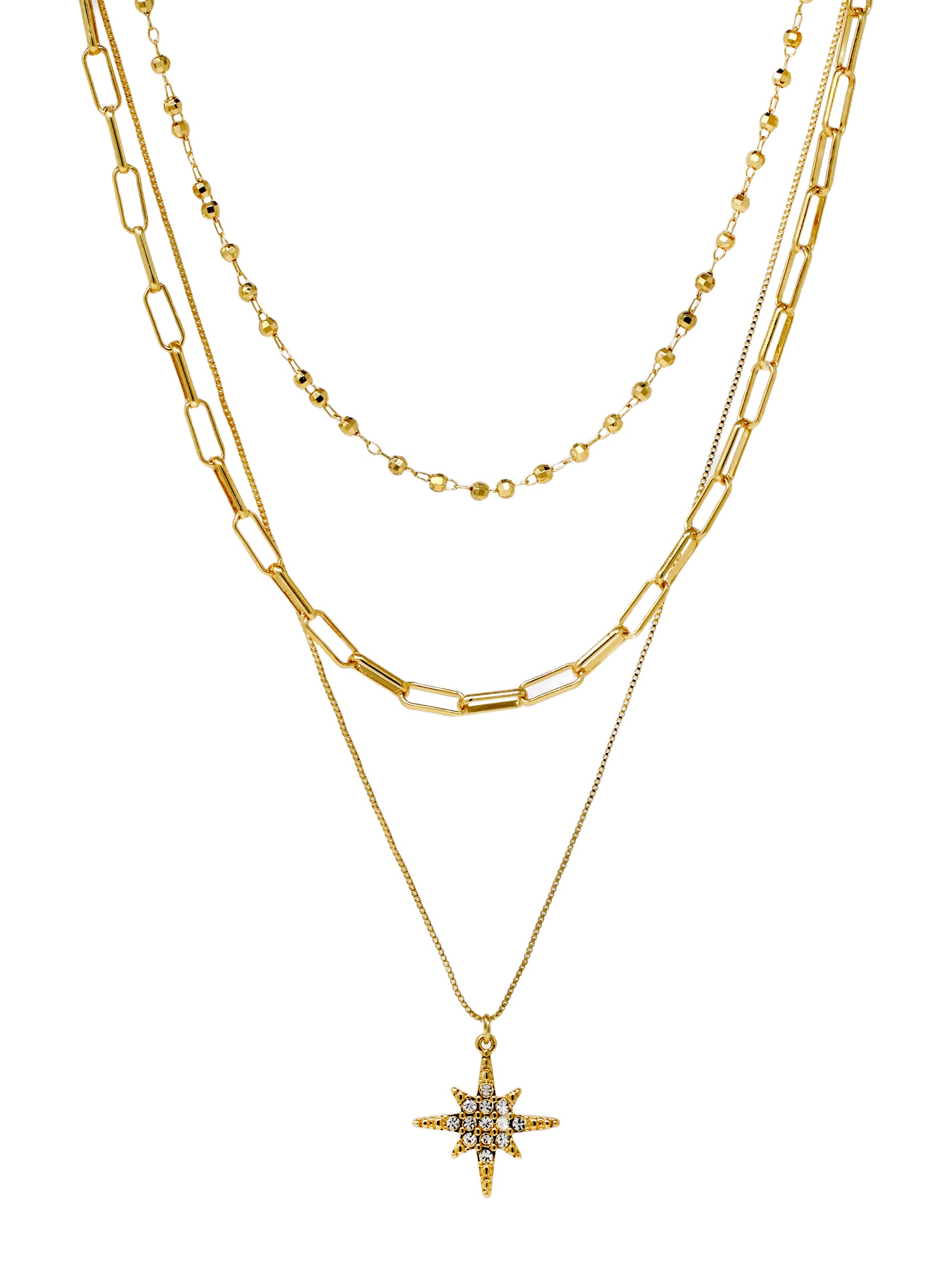 Triple Layered Sunburst Charm Necklace
