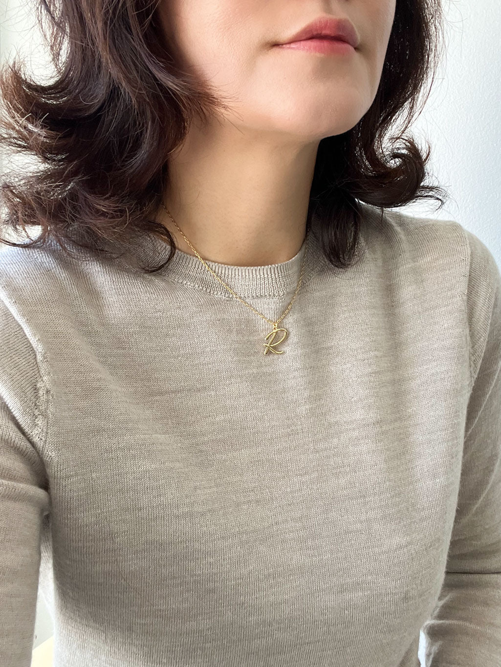 Script Initial Short Necklace