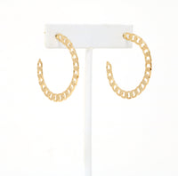 Gold Filled Cuban Chain Hoop Earrings