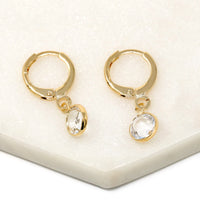 Gold Filled Crystal Drop Huggie Earrings