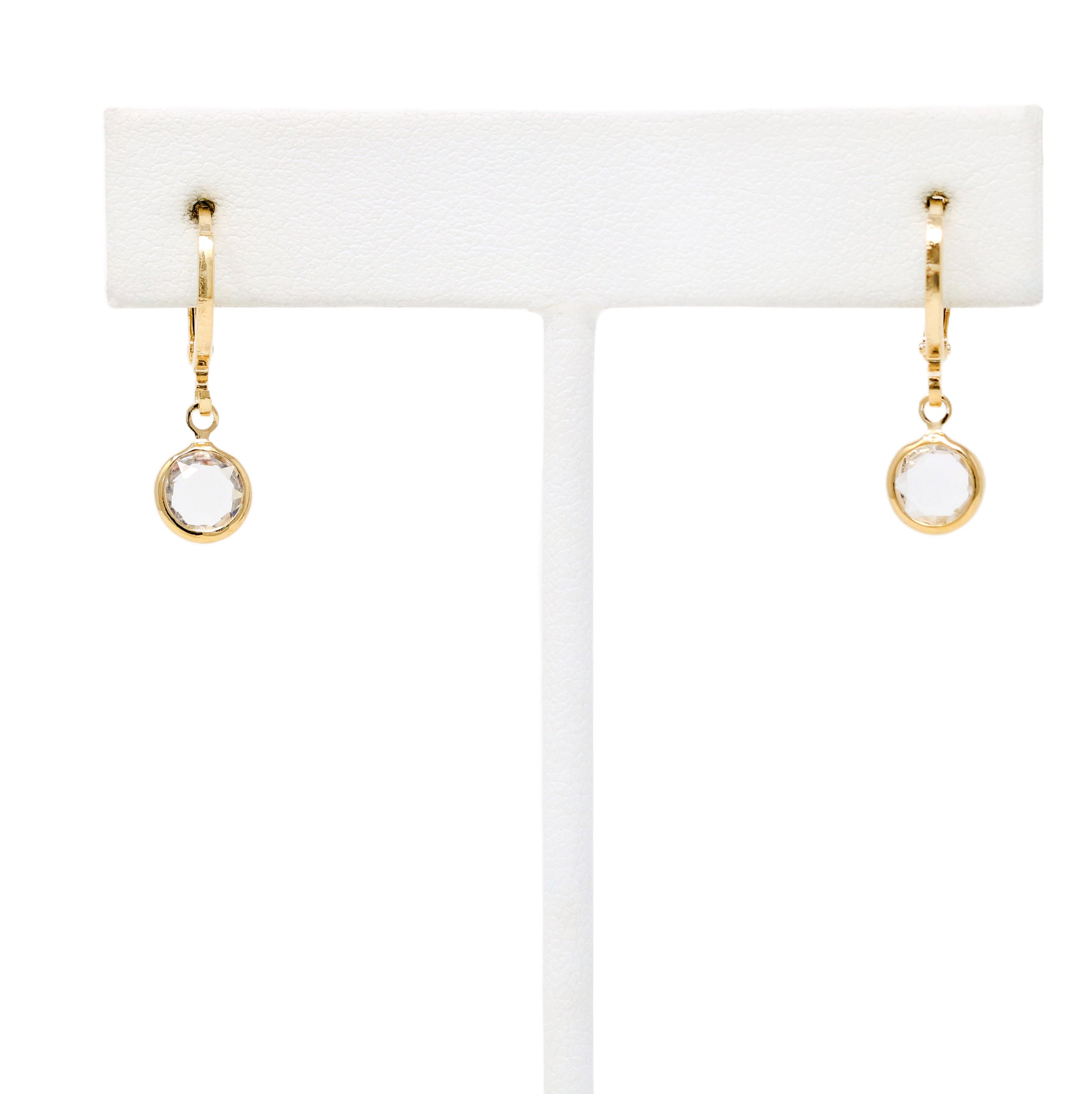 Gold Filled Crystal Drop Huggie Earrings