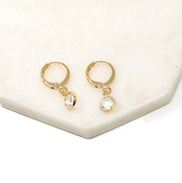 Gold Filled Crystal Drop Huggie Earrings