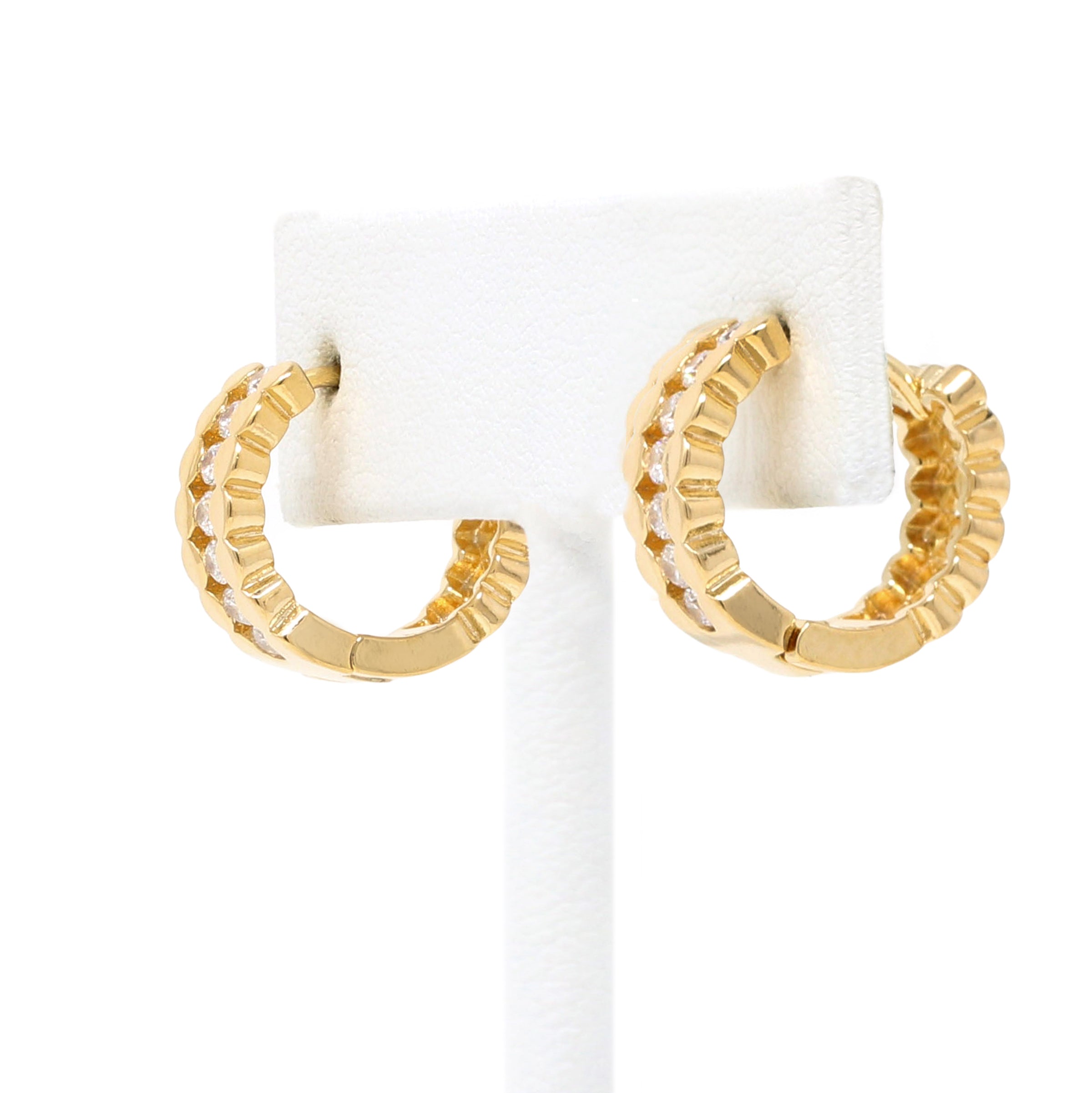 Gold Filled Crystal Huggie Earrings