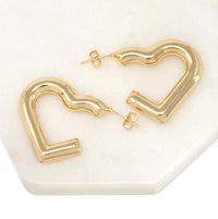 Gold Filled Hollow Heart Hoop Earrings