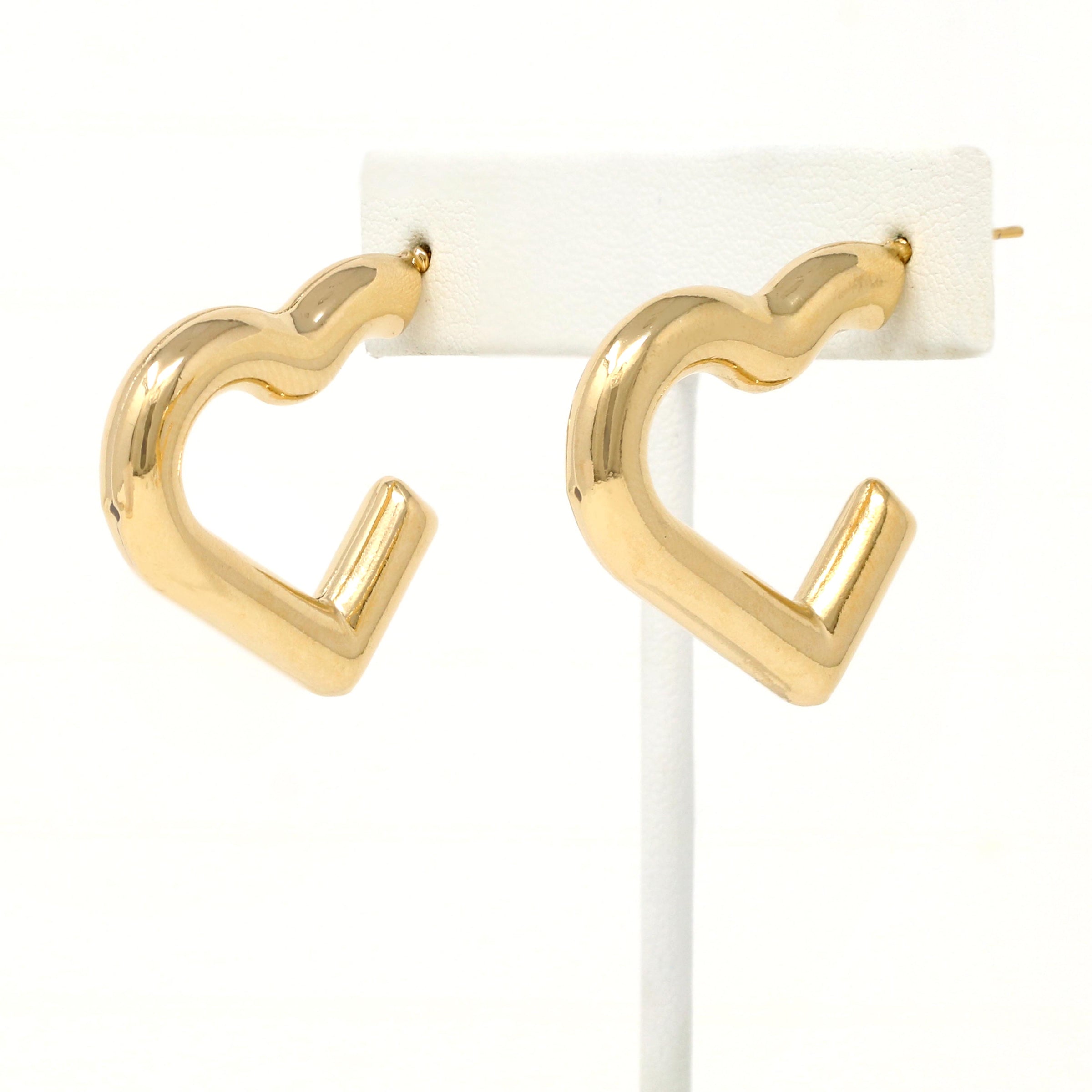 Gold Filled Hollow Heart Hoop Earrings
