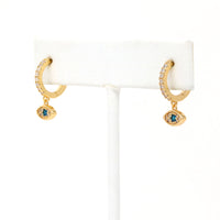 Gold Filled Evil Eye Huggie Earrings