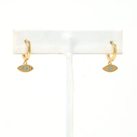 Gold Filled Evil Eye Huggie Earrings