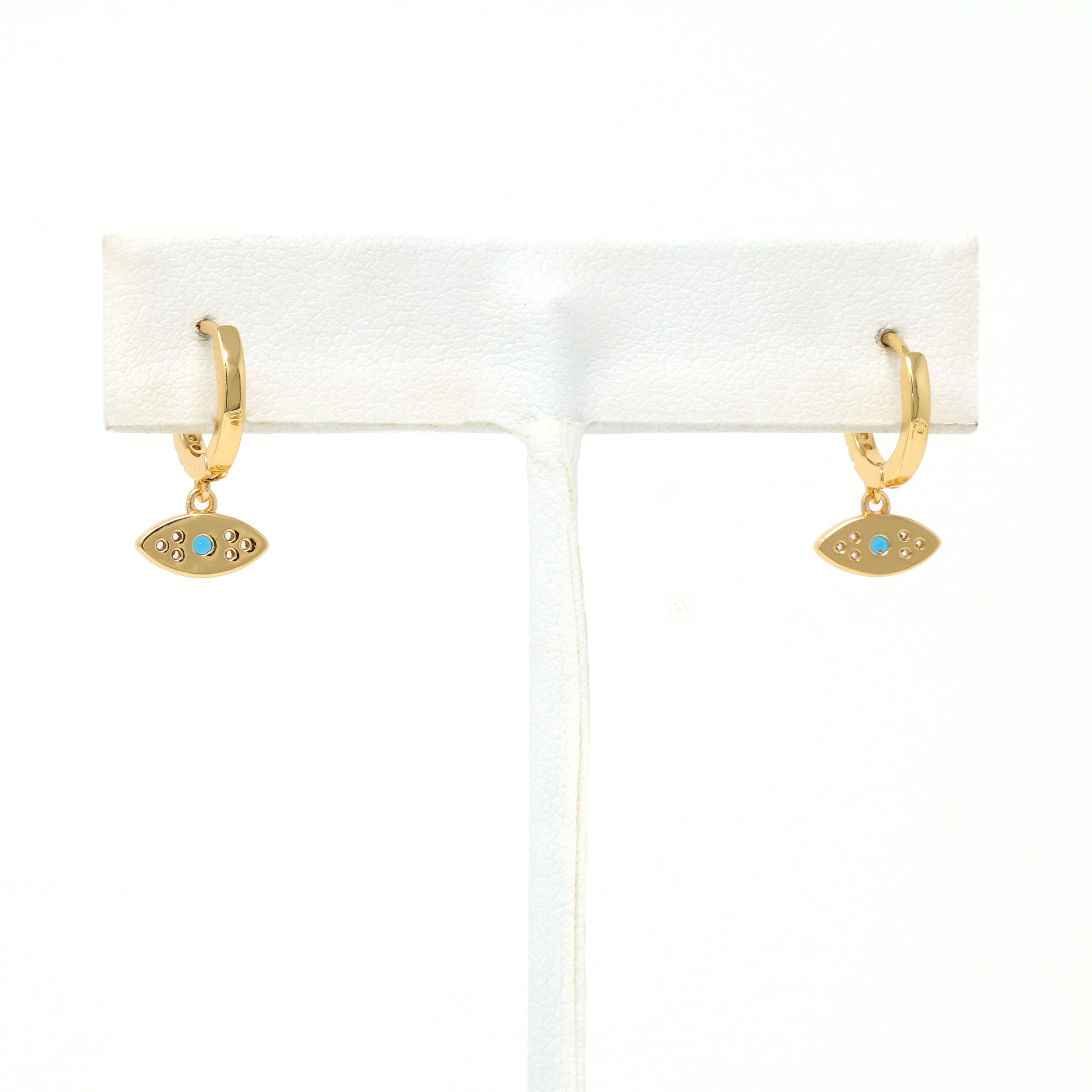 Gold Filled Evil Eye Huggie Earrings