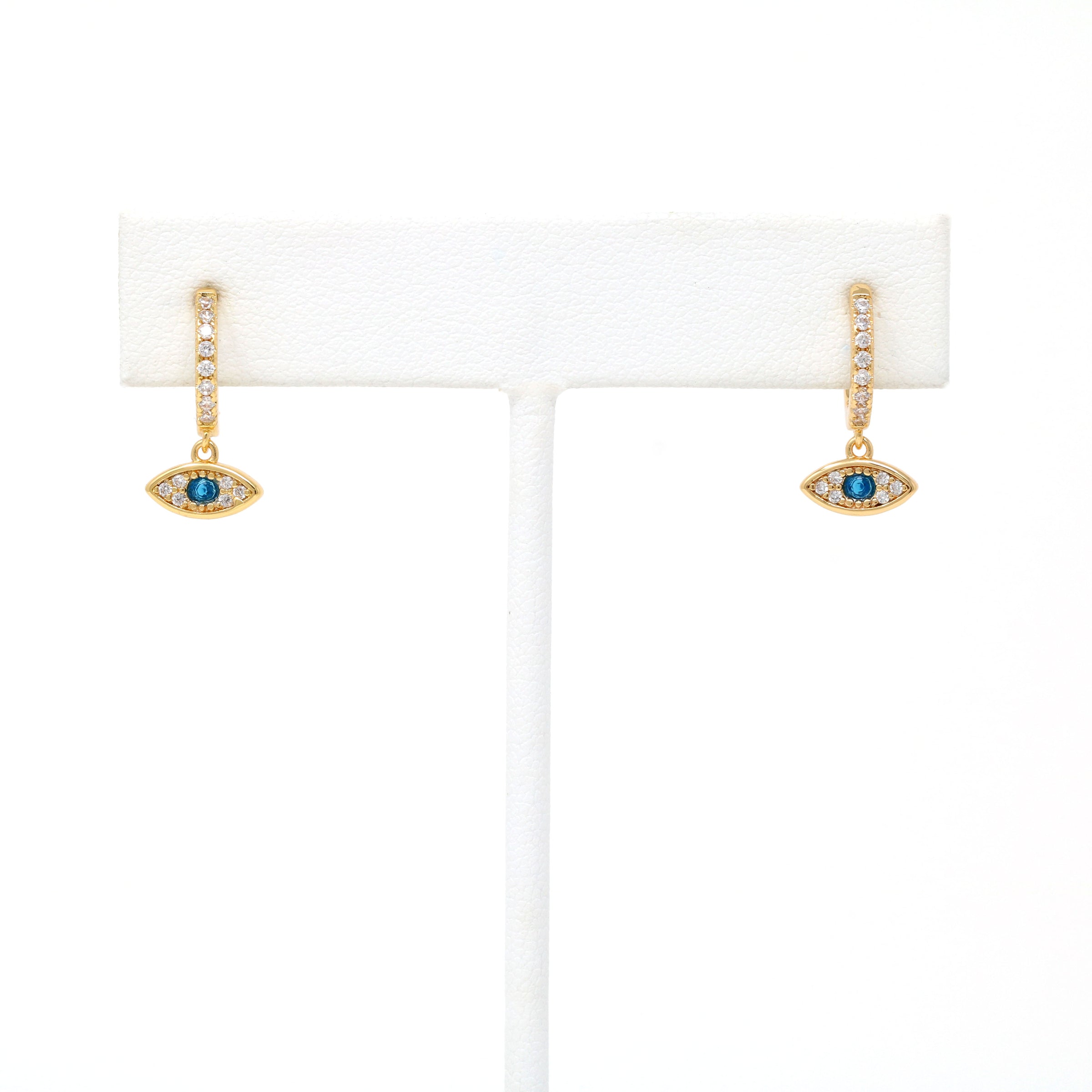Gold Filled Evil Eye Huggie Earrings