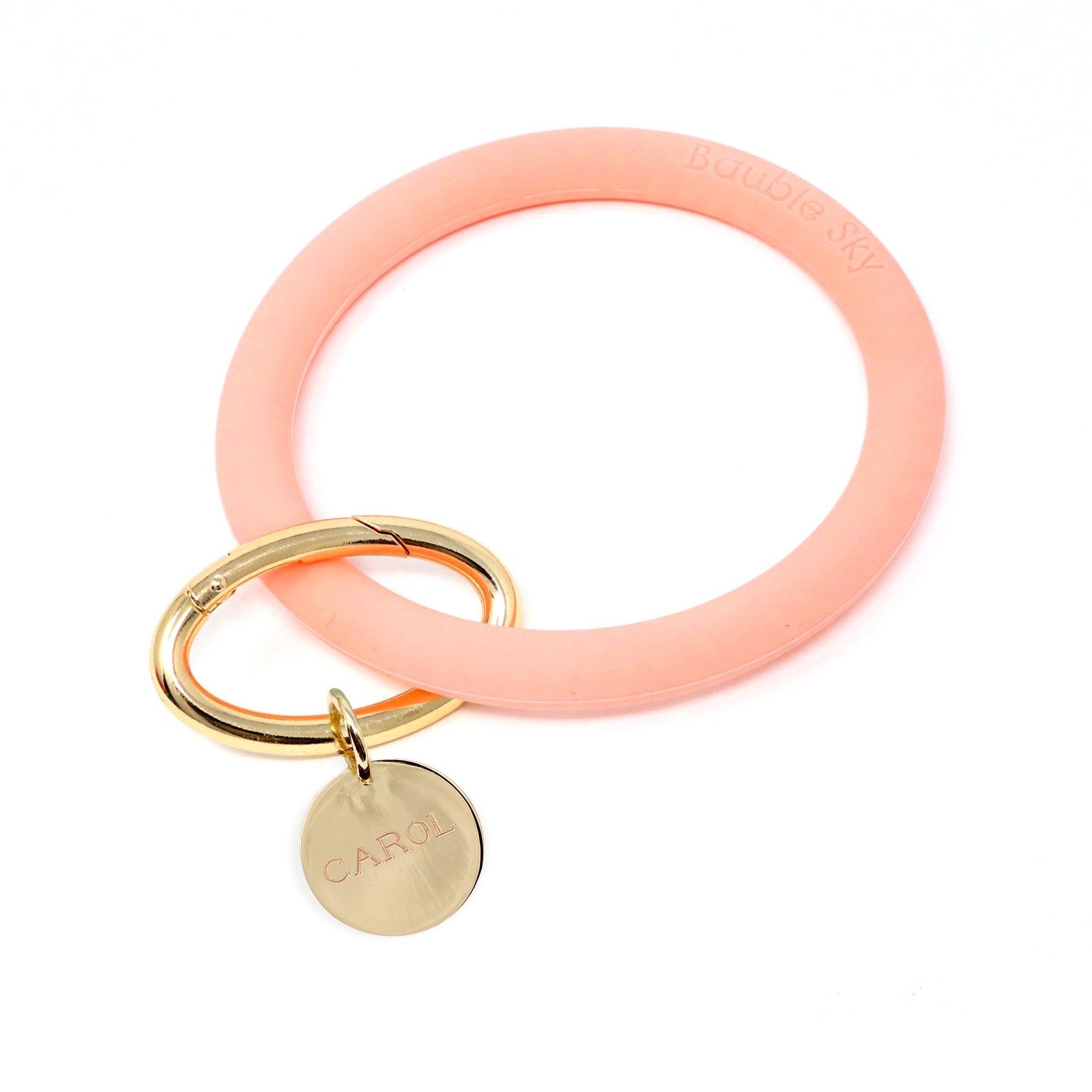 Personalized Silicone Key Ring Bracelet with Circle - Bauble Sky