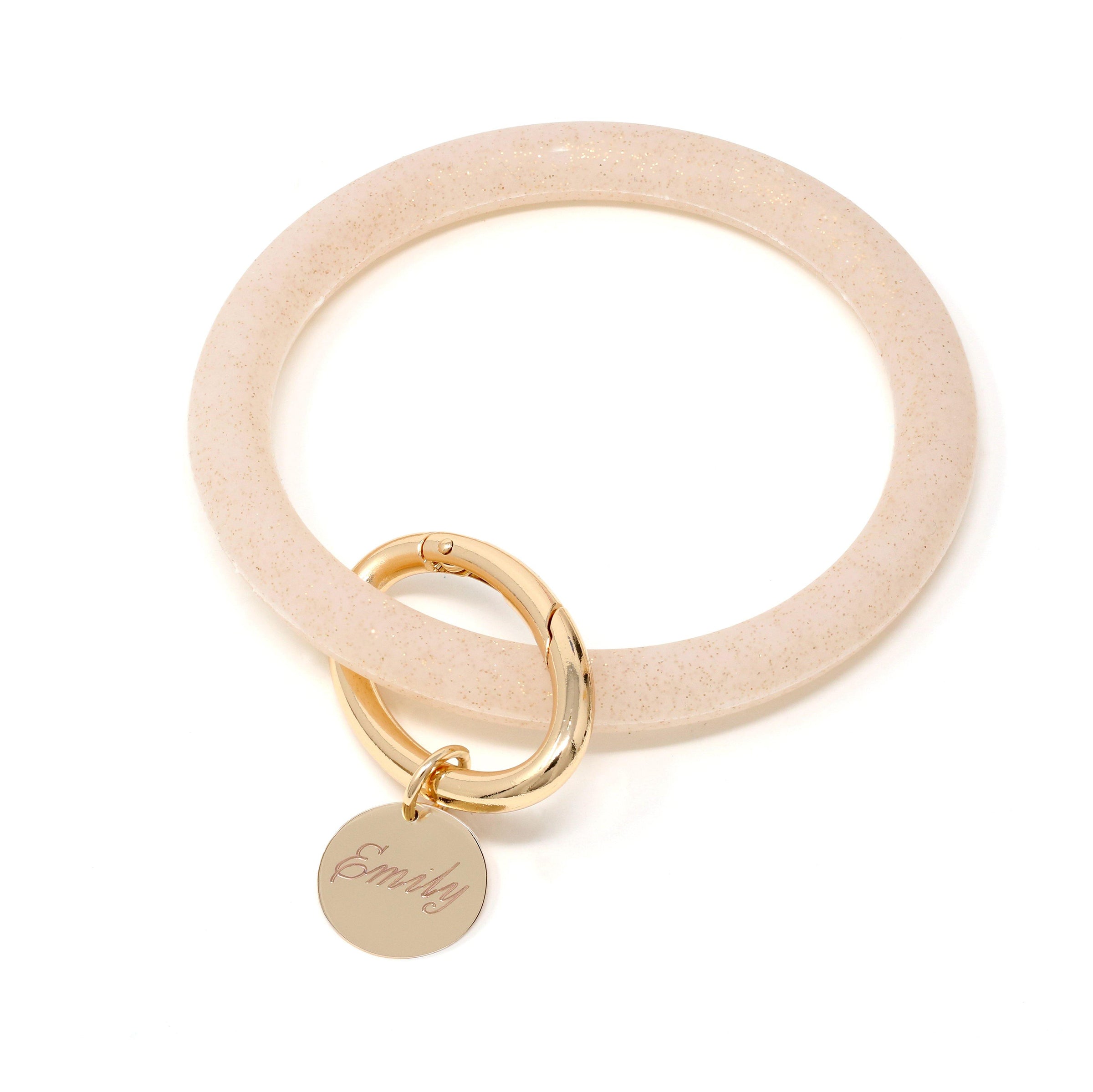 Personalized Silicone Keyring Bracelet with Circle - Bauble Sky