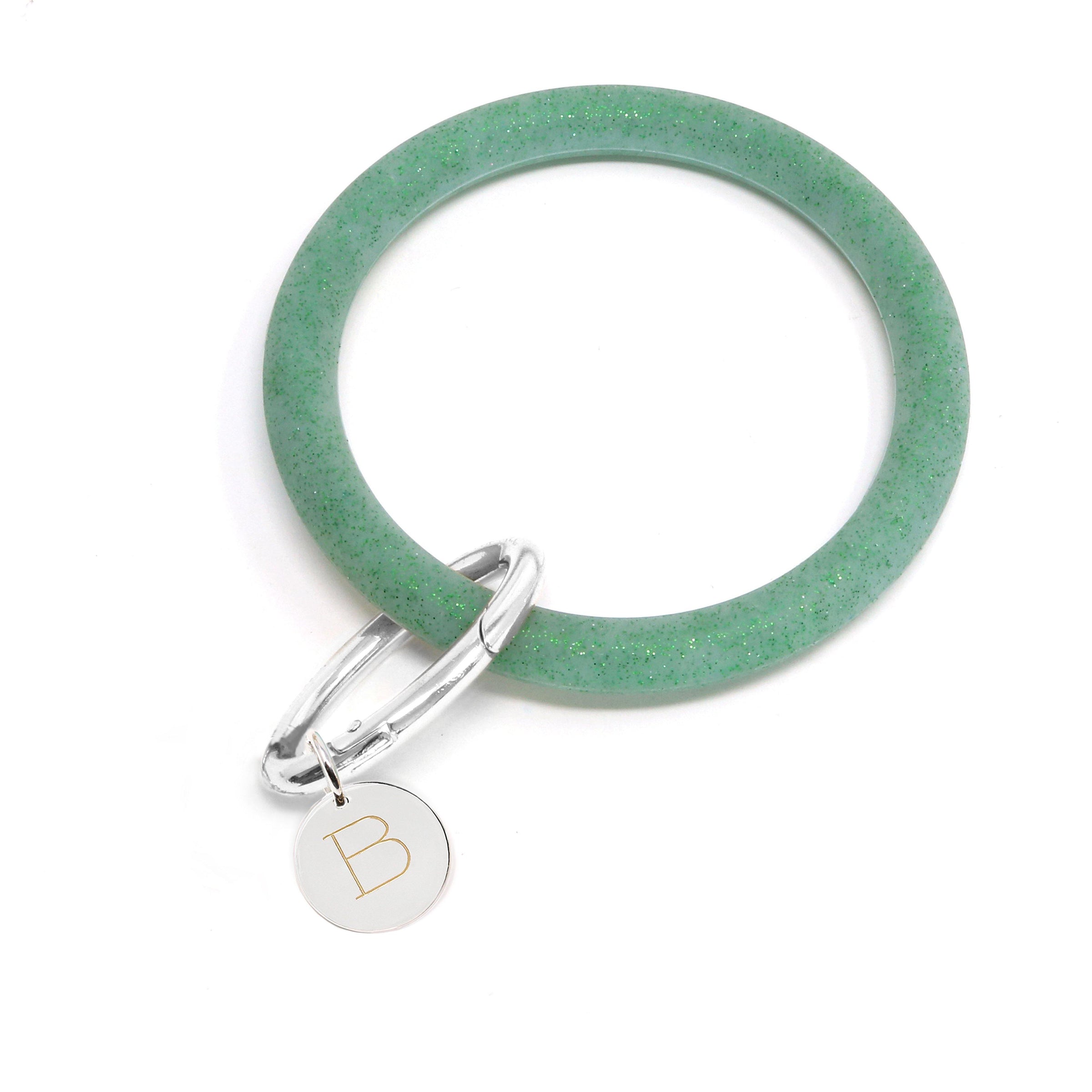 Personalized Silicone Keyring Bracelet with Circle - Bauble Sky