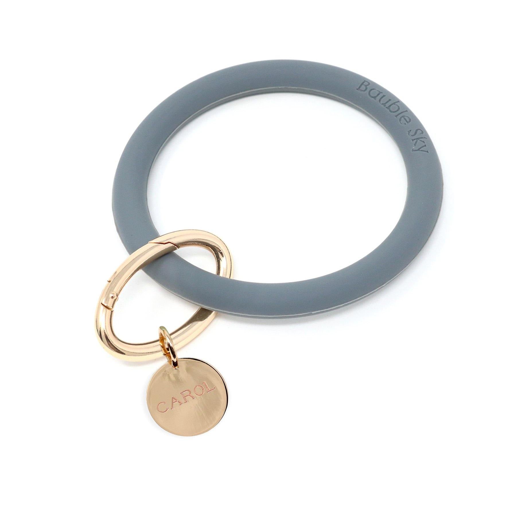Personalized Silicone Keyring Bracelet with Circle - Bauble Sky
