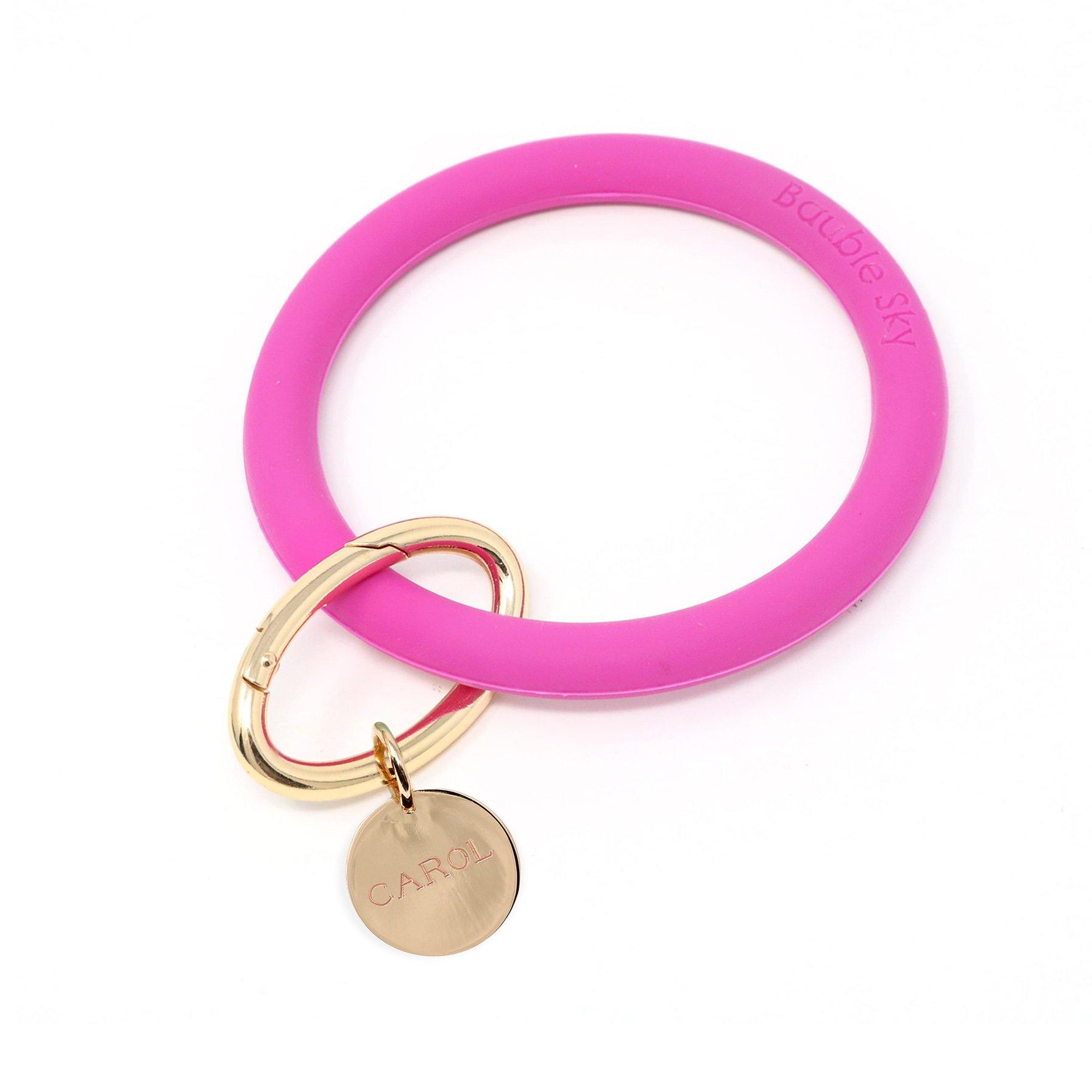 Personalized Silicone Keyring Bracelet with Circle - Bauble Sky