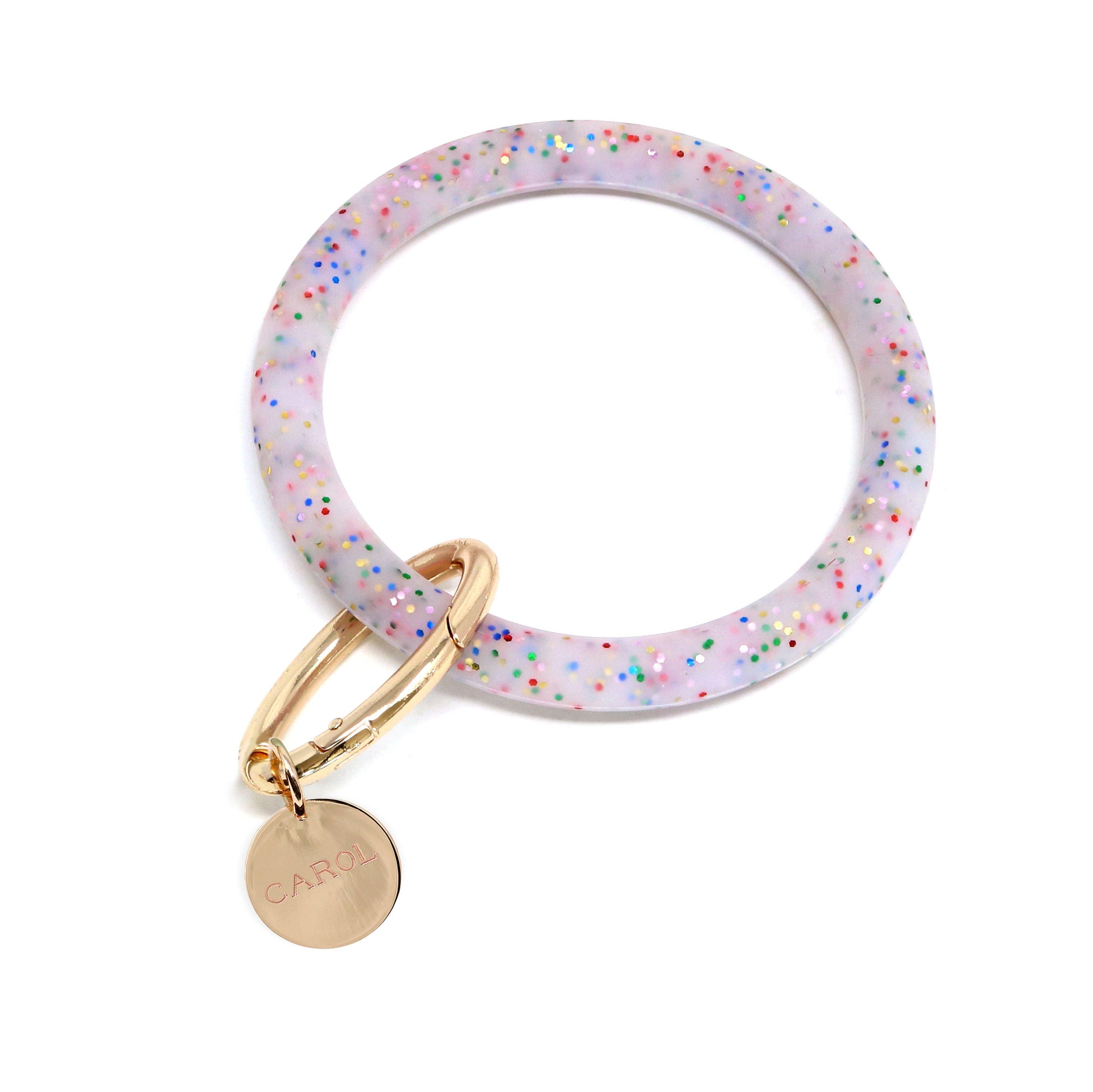 Personalized Silicone Keyring Bracelet with Circle - Bauble Sky