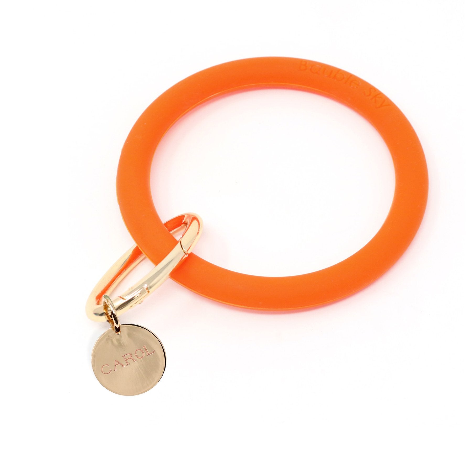 Personalized Silicone Key Ring Bracelet with Circle - Bauble Sky