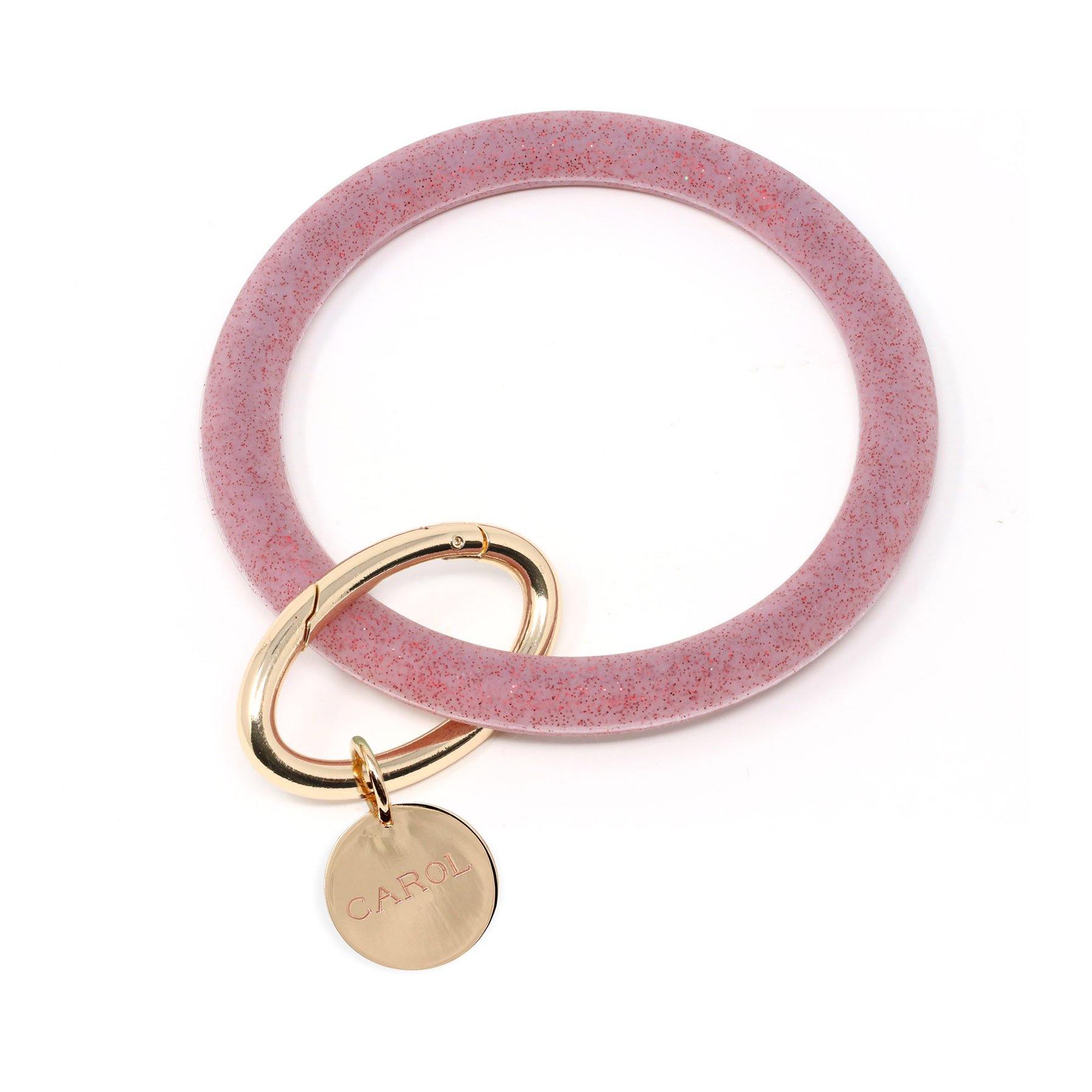Personalized Silicone Keyring Bracelet with Circle - Bauble Sky