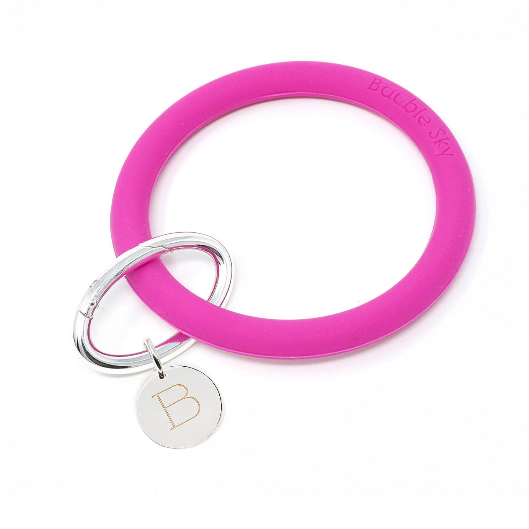 Personalized Silicone Keyring Bracelet with Circle - Bauble Sky