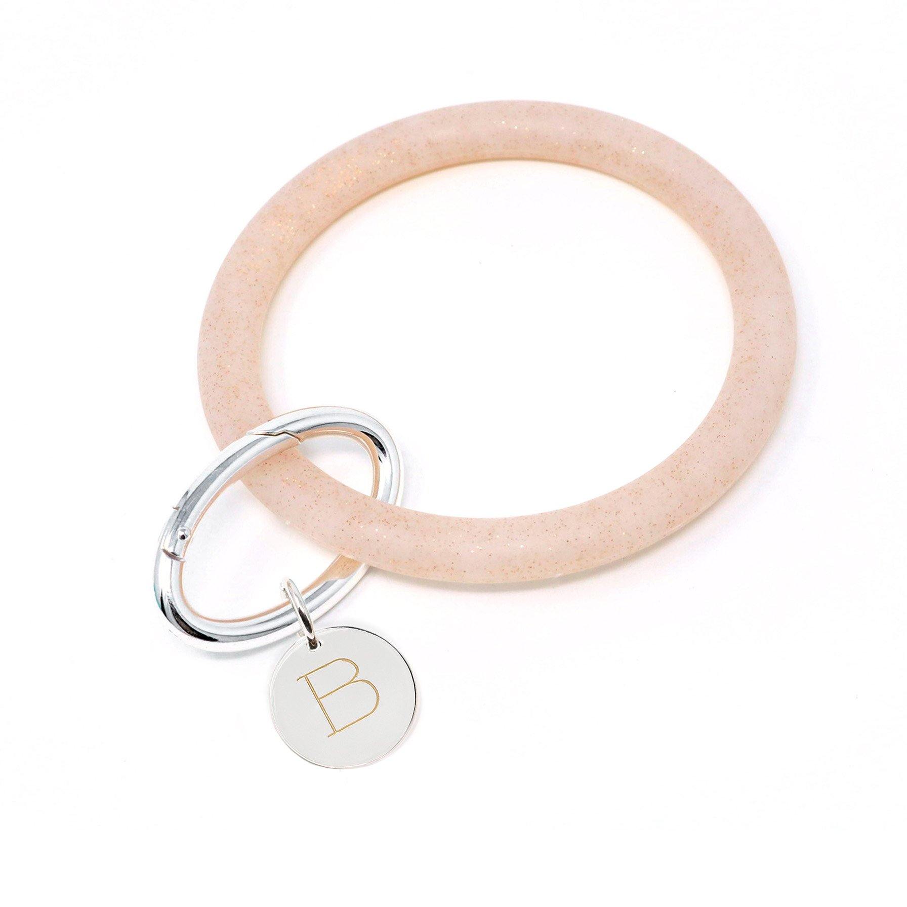 Personalized Silicone Keyring Bracelet with Circle - Bauble Sky
