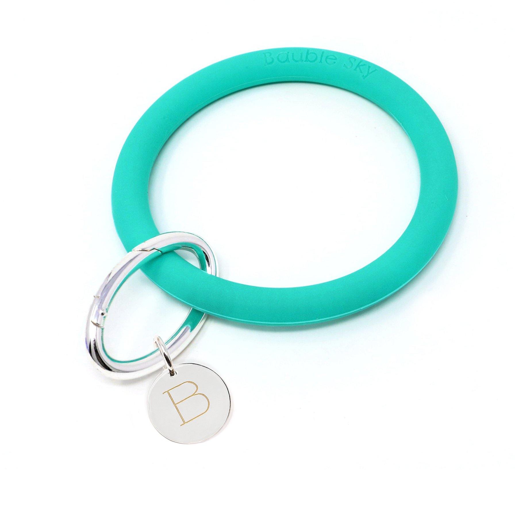 Personalized Silicone Keyring Bracelet with Circle - Bauble Sky