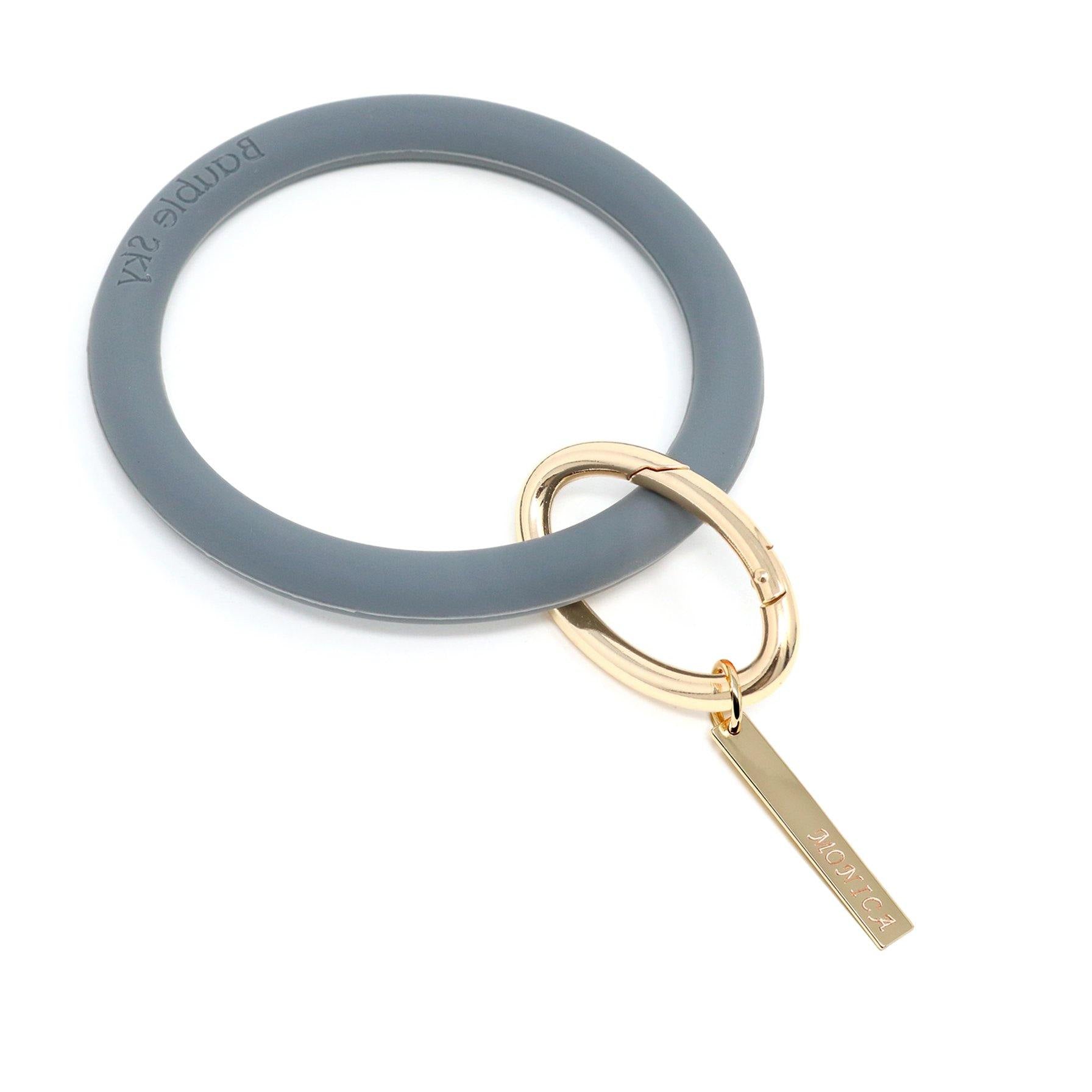 Personalized Silicone Keyring Bracelet with Bar - Bauble Sky
