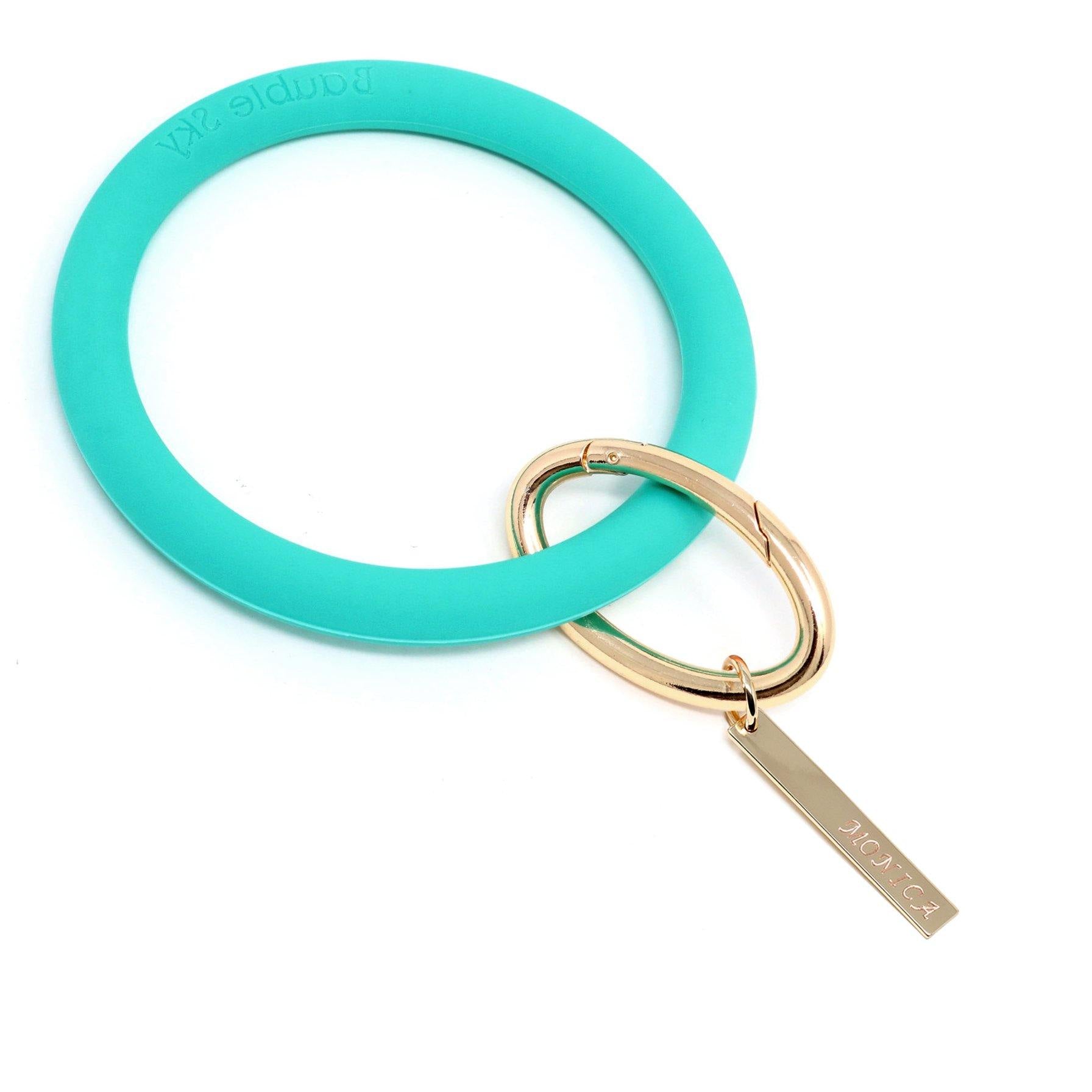 Personalized Silicone Keyring Bracelet with Bar - Bauble Sky