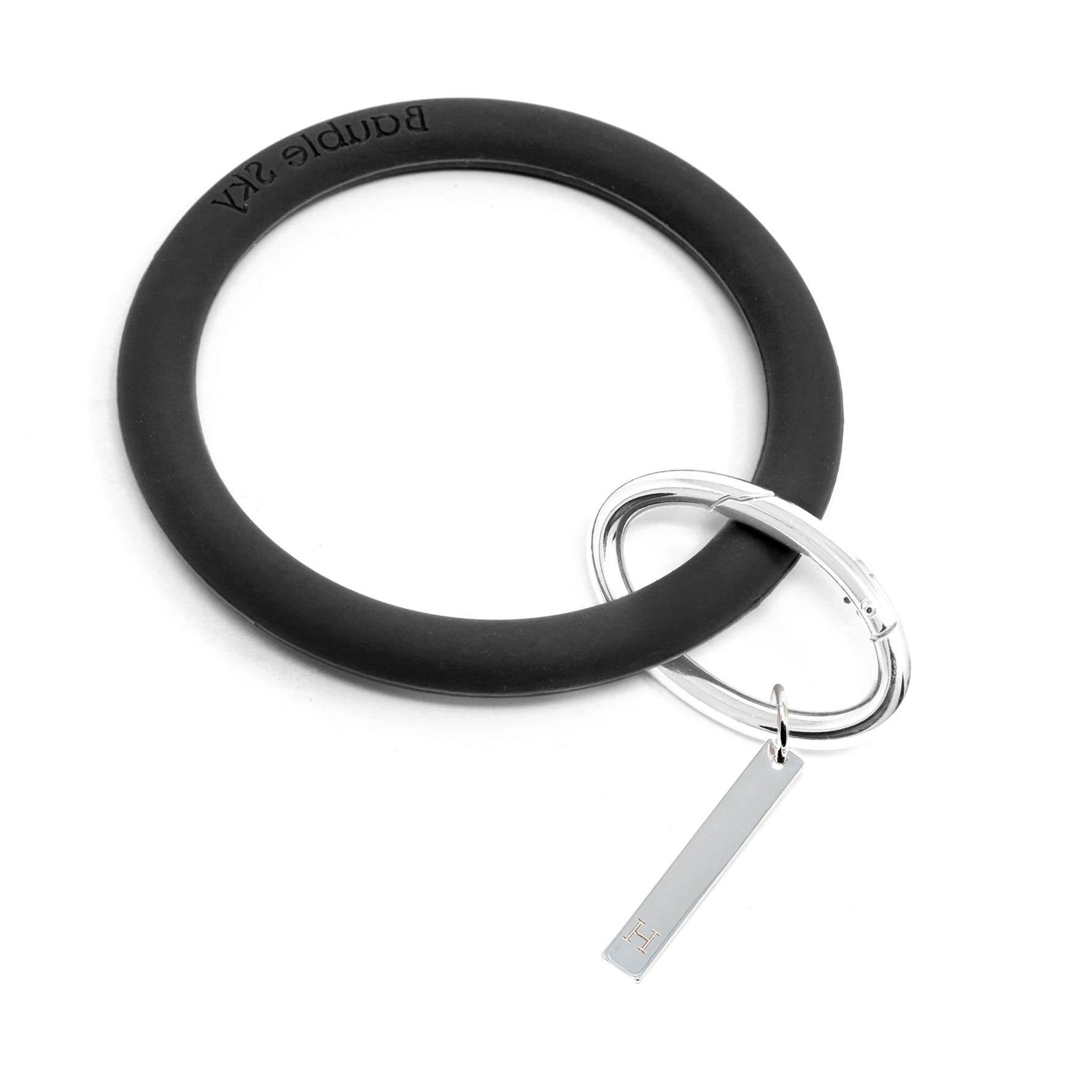 Personalized Silicone Keyring Bracelet with Bar - Bauble Sky