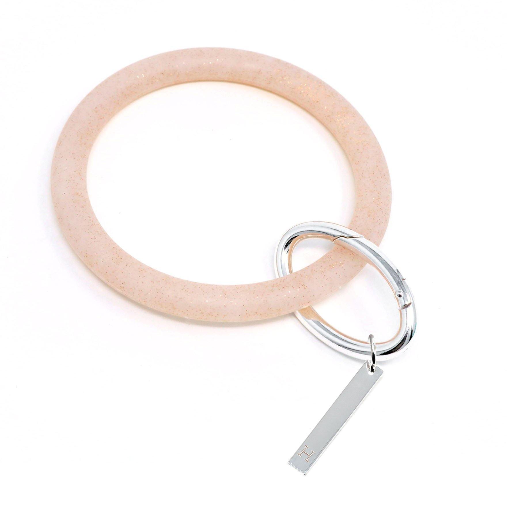 Personalized Silicone Keyring Bracelet with Bar - Bauble Sky