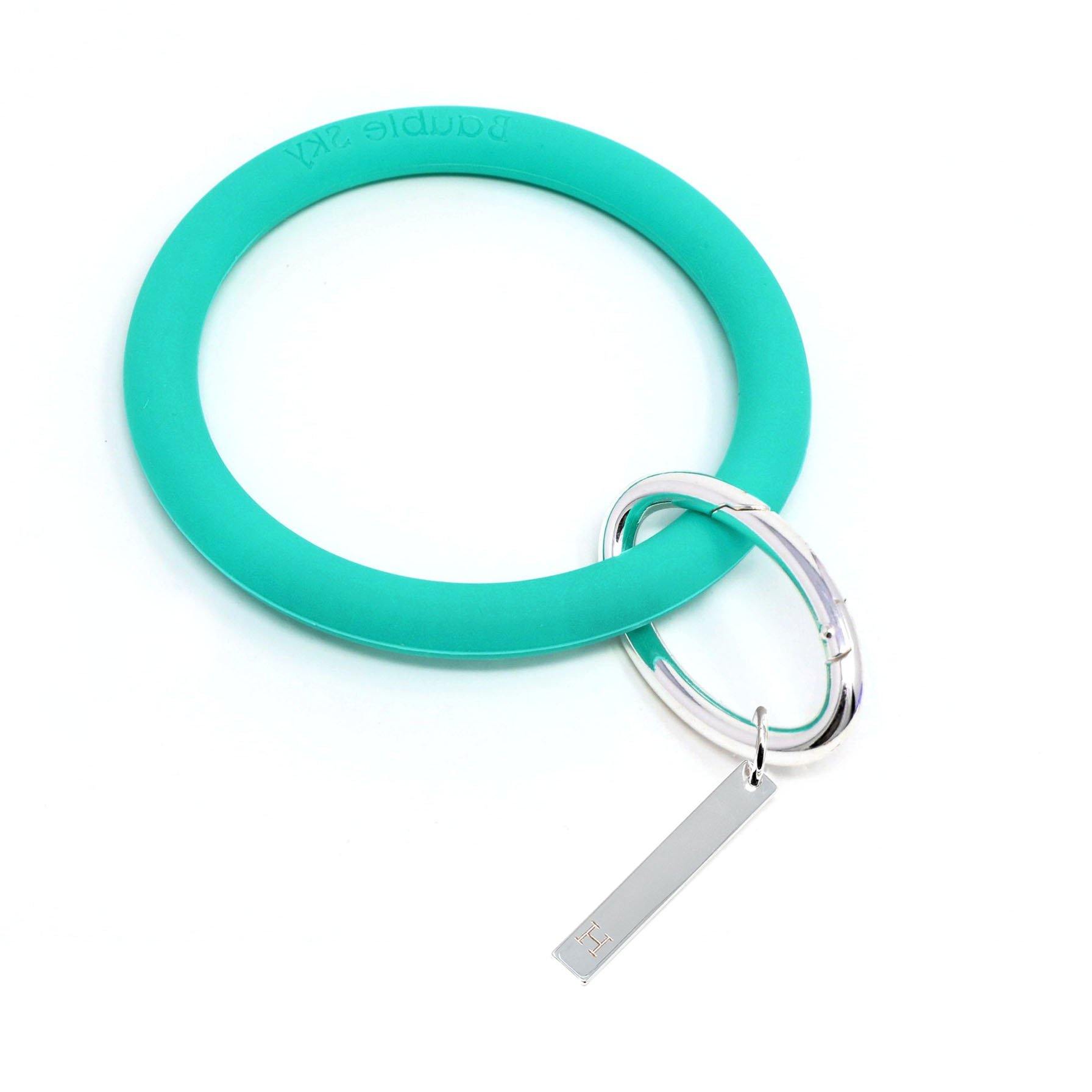 Personalized Silicone Keyring Bracelet with Bar - Bauble Sky