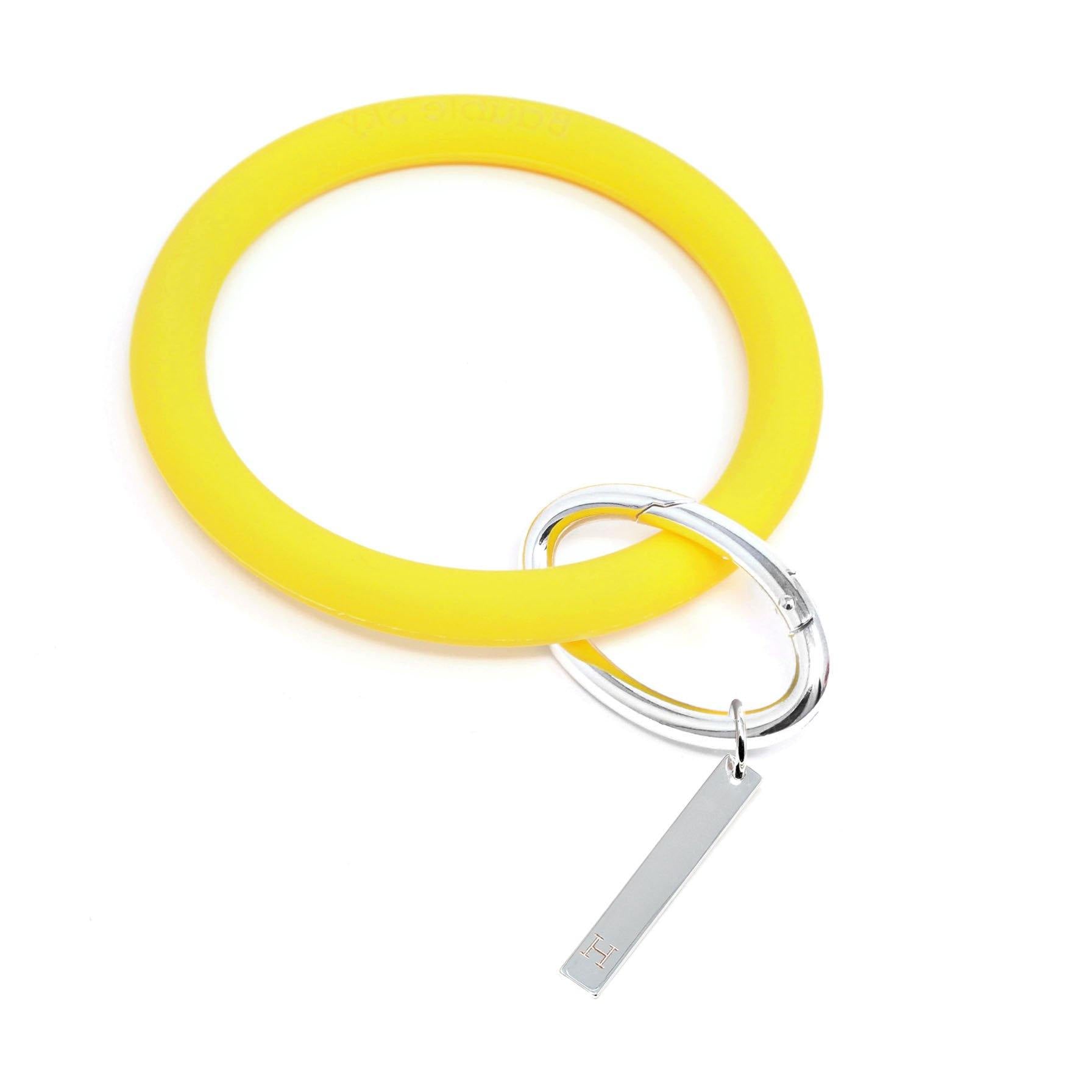 Personalized Silicone Keyring Bracelet with Bar - Bauble Sky