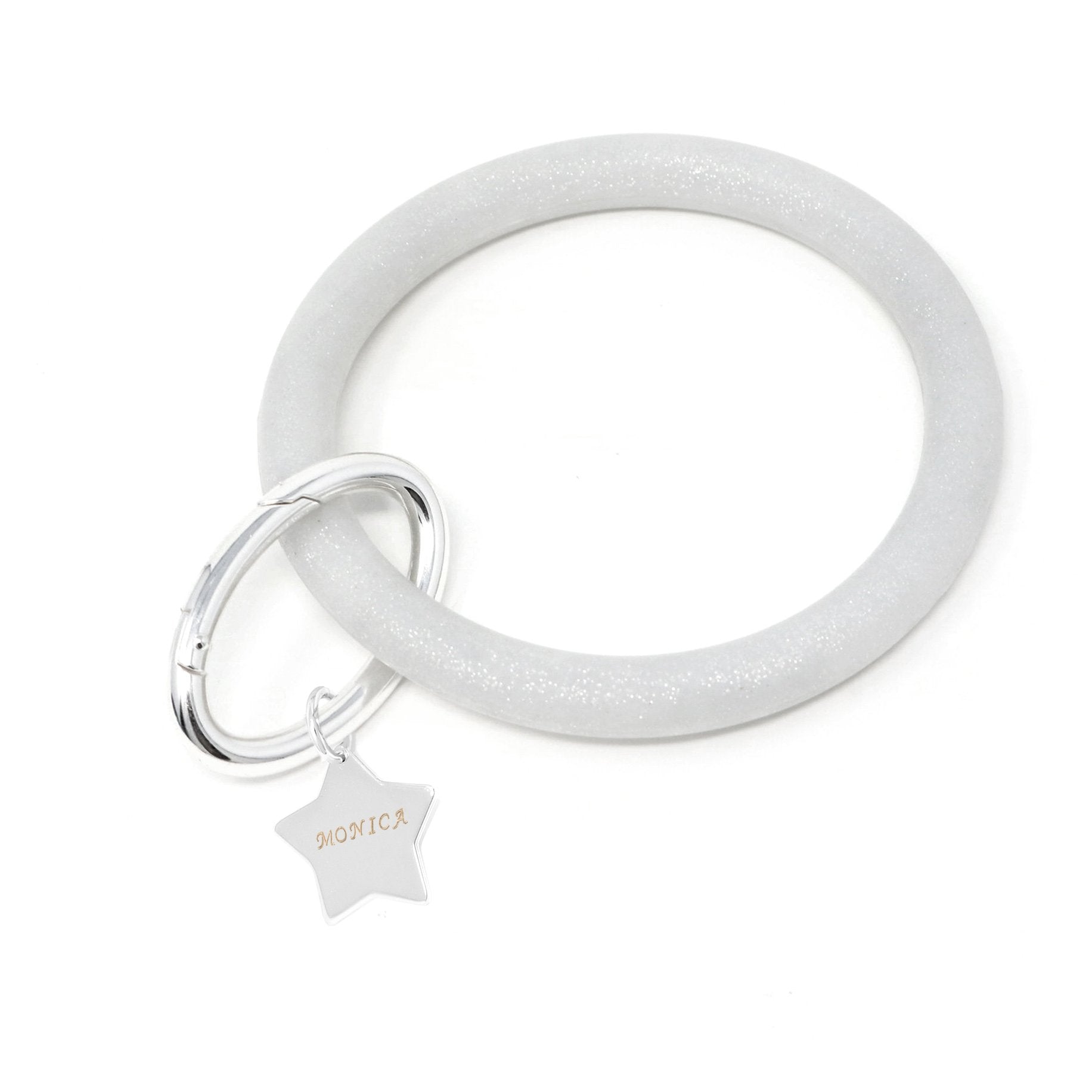 Personalized Silicone Key Ring Bracelet with Star - Bauble Sky