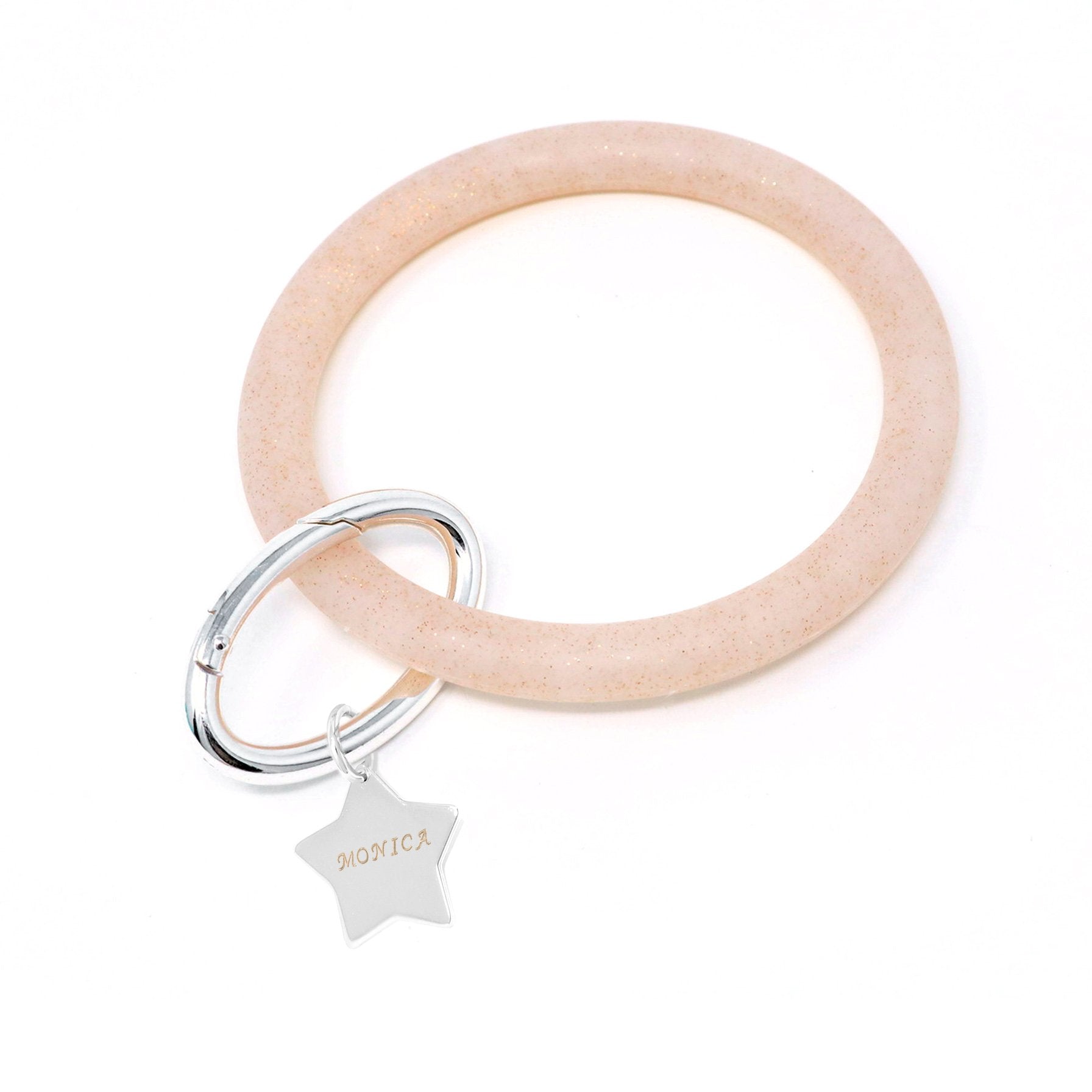 Personalized Silicone Key Ring Bracelet with Star - Bauble Sky