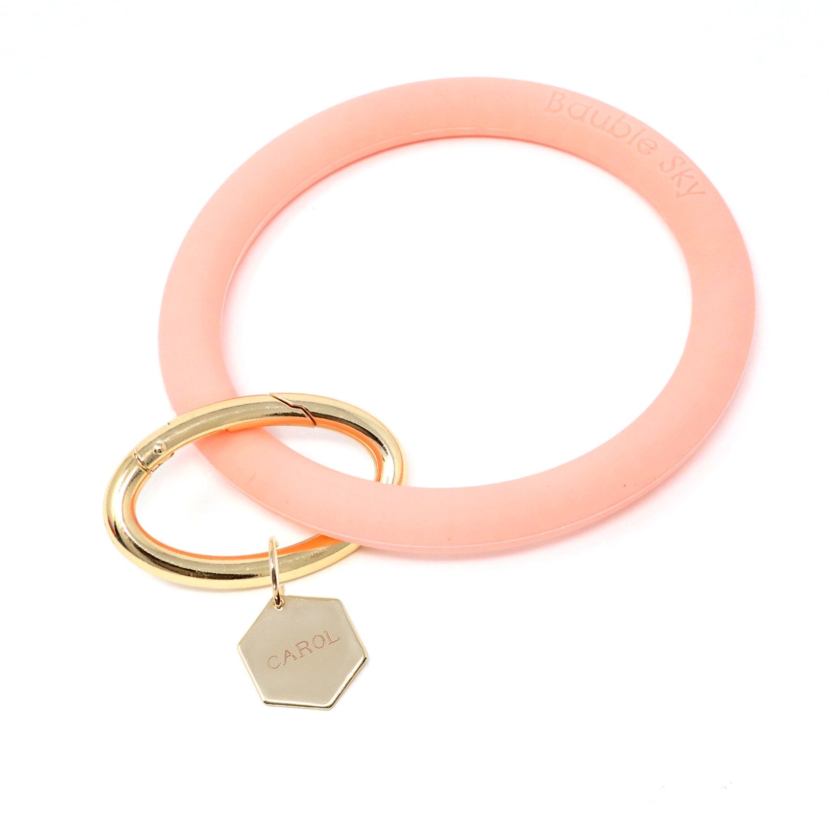 Personalized Silicone Key Ring Bracelet with Hexagon - Bauble Sky